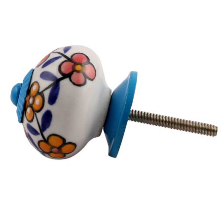 Mustard Red Tiny Turquoise Fitting Ceramic Drawer Knob